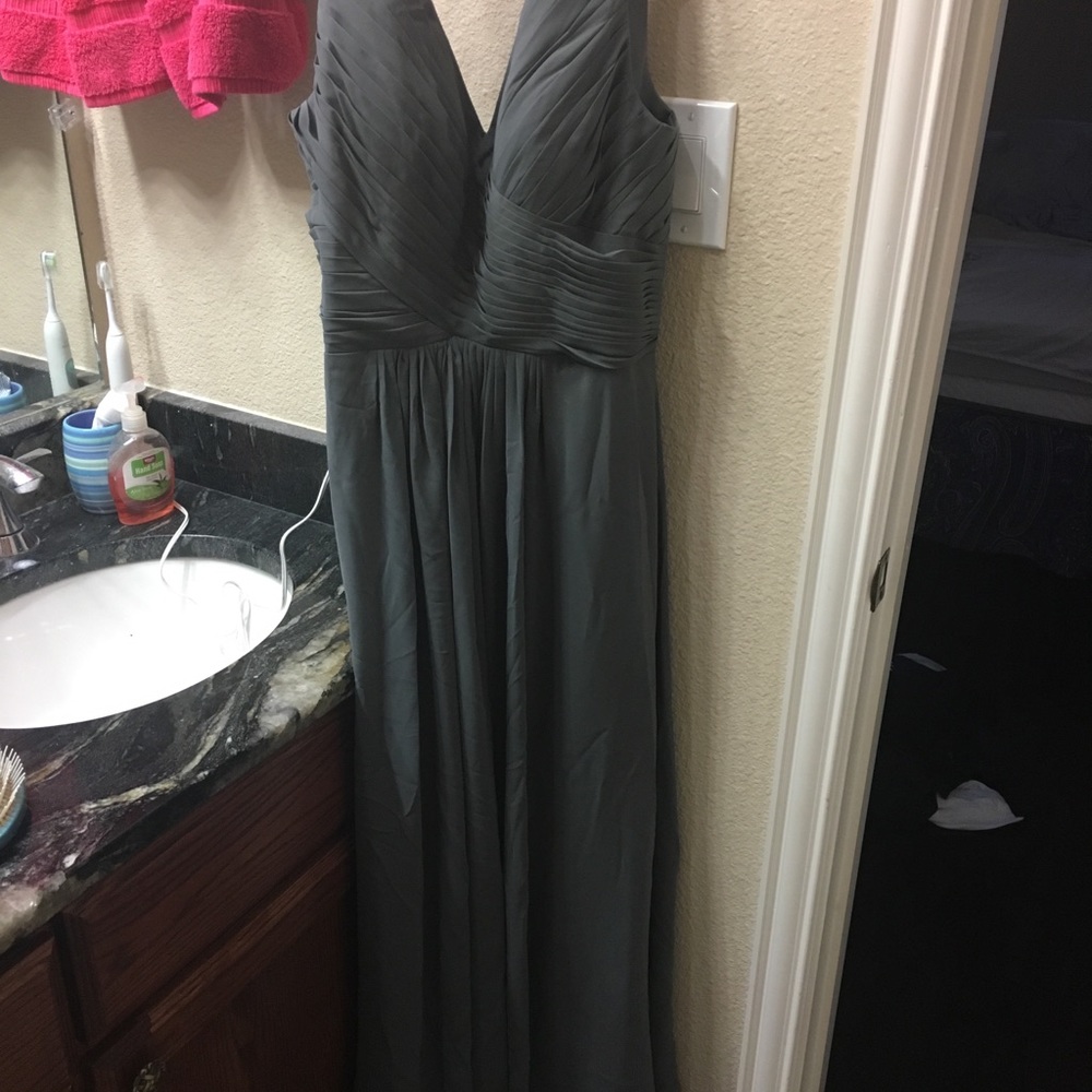 Beautiful charcoal grey floor length dress.